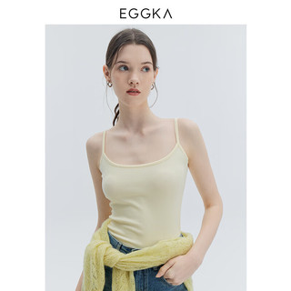 EGGKA 纯色修身吊带背心女2024春季简约百搭时尚打底无袖上衣 米白 S