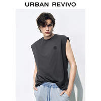 UR2024夏季男装休闲创意图案撞色印花棉质宽松背心UML440047 中灰 L