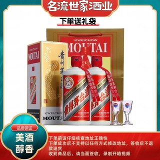 百亿补贴：MOUTAI 茅台 53度贵州茅台飞天500ml*2 双瓶装送礼袋 正品保障酱香型白酒