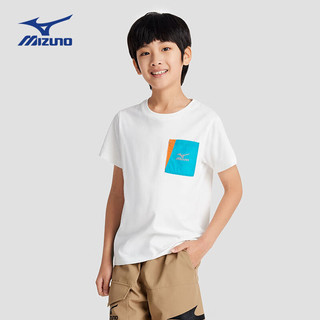 美津浓/Mizuno儿童针织短袖夏季运动速干透气薄款潮流t恤   白色 140CM（65-75斤）