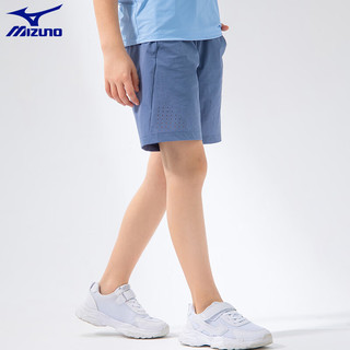 美津浓（MIZUNO）儿童夏季运动短裤2024中大男童透气速干五分裤子 灰蓝色 140cm