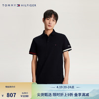 TOMMY HILFIGER【拼色袖口】24春夏男纯棉珠地网眼修身POLO衫78J9762 黑色FAP XXL（：160-180斤）