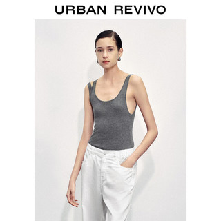 URBAN REVIVO 女士挖空设计感短款修身针织衫 UWG940167 中灰 XS