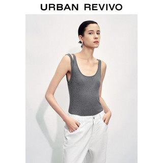 URBAN REVIVO 女士挖空设计感短款修身针织衫 UWG940167 中灰 XS