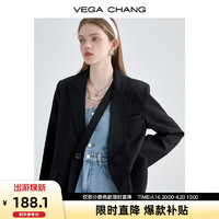 VEGA CHANG小西装女春2024韩版小众设计感女士西服西装外套 黑色 S