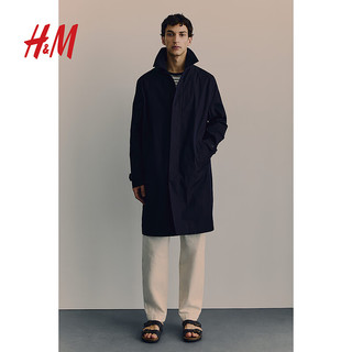 H&M男装外套2024春季时尚休闲标准版型轻便大衣1208303 海军蓝 175/108 L