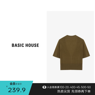 Basic House/百家好毛衣针织衫短款时尚休闲款针织衫-B0624H5J962 驼色 F80-110斤