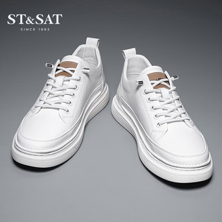 星期六男鞋(St&Sat) 时尚小白鞋低帮休闲运动鞋男SS23122560 白色 41 