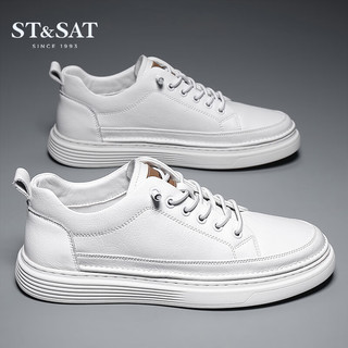 星期六男鞋(St&Sat) 时尚小白鞋低帮休闲运动鞋男SS23122560 白色 41 