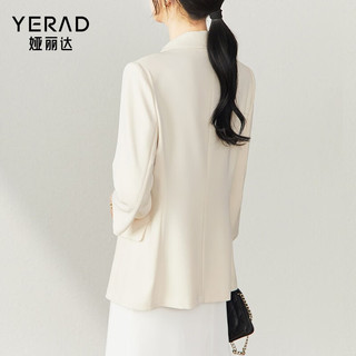 娅丽达（YERAD）薄款西装外套女2024夏高级感七分袖防晒通勤休闲西服 米杏色I0 L