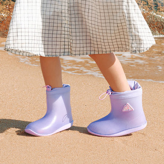 Lemonkid儿童自然风尚雨鞋防水防滑耐磨男女童简约可爱束口雨鞋舒适柔韧 迷雾之境(紫色) 160