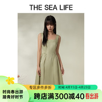 THE SEA LIFE欧海一生 法式连衣裙2024春夏方领设计别致长裙11009-1 微光绿 S