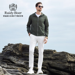 Raidy Boer/雷迪波尔【防晒服皮肤衣】春男连帽烫印夹克外套3324 军绿色  180/52/XL