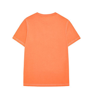鸿星尔克短袖男夏季透气跑步滑板时尚圆领男士运动上衣T恤男 柔光橘 XL