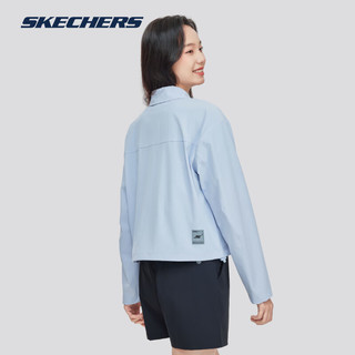 斯凯奇（Skechers）男女款梭织外套 吸湿速干凉感 短款工装夹克 女款-氙气蓝/0356 S