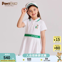 PawinPaw卡通小熊童装24夏季女童短袖polo撞色连衣裙 Green绿色/40 130