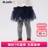 M.Latin/马拉丁童装儿童裙子24春女小童龙年新年半身裙 藏青 90cm