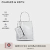 CHARLES & KEITH CHARLES&KEITH24夏纯色褶皱磁吸手提斜挎托特包女 Silver银色 S