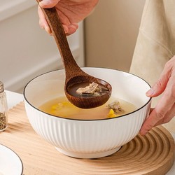 竹木本记 大汤碗面碗饭碗陶瓷餐具套装家用单个装釉下彩白色8英寸