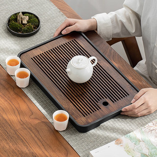 常生源茶盘小型号家用茶具茶托竹实木干泡台储水 吉雅茶盘25*37cm