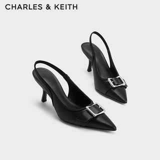 CHARLES&KEITH24夏气质尖头金属扣高跟包头凉鞋CK1-60361511 Black黑色 40