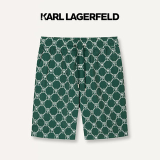 Karl Lagerfeld卡尔拉格斐轻奢老佛爷男装 2024夏款KARL潮流印花休闲短裤 绿色 30