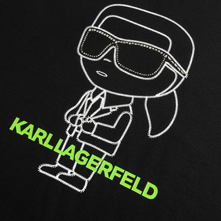 Karl Lagerfeld卡尔拉格斐轻奢老佛爷男装 24夏款大LOGO经典印花刺绣圆领短袖T恤 黑色 50