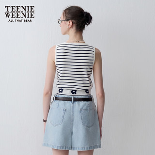 Teenie Weenie小熊2024年夏季条纹短款针织背心替换打底外穿女 撞色 155/XS