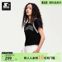 STARTER  背心T恤2024夏季美式女子球衣拼接短袖女球衣 黑色 XS 160/80A