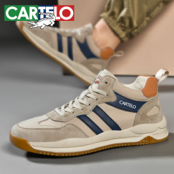 cartelo卡帝乐鳄鱼男士透气帆布板鞋