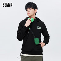 森马（Semir）【卫衣合辑】森马卫衣男慵懒风上衣基础百搭男生印花套头衫潮 黑色 160/80A/XS