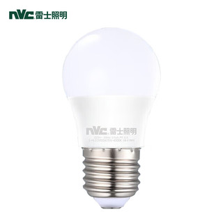 雷士照明 NVC） LED灯泡球泡 省电节能球泡灯具替换光源 E27小螺口灯泡 3瓦暖白光4000K-单只装