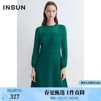 INSUN 恩裳 春季建筑感剪裁修身A字连衣裙