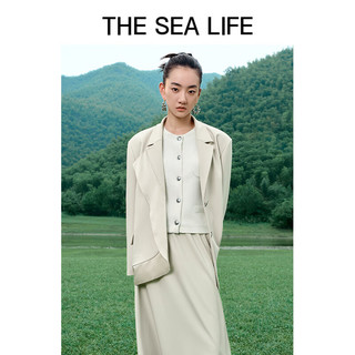 THE SEA LIFE欧海一生 西装外套女装24春季气质通勤拼接设计感XA15055 白桦色 S