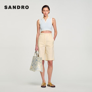 SANDRO2024春夏女装法式蓝色条纹短款针织无袖上衣SFPPU02273 D251/蓝色 3