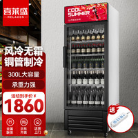 喜莱盛冷藏展示柜保鲜柜商用冰箱饮料柜啤酒柜冷柜 单门红黑色下机风冷 XLS-B300F