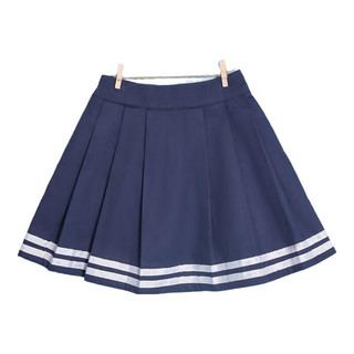 ROMON 罗蒙 女童百褶裙 藏青色白条纹短裙 『100-170cm』