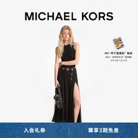 MICHAEL KORS迈克高仕【春季】女士无袖长款开叉连衣裙 含腰带 黑色 001 S