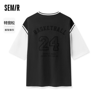 森马（Semir）短袖T恤男2024夏假两件上衣oversize运动球服 灰白色调00321 175/92A/L