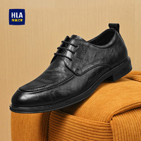 海澜之家HLA皮鞋男士正装百搭德比鞋舒适商务皮鞋HAAPXM1DAZ005 黑色38