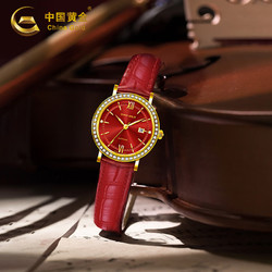 China Gold 中国黄金 黄金手表女士防水时尚石英表母亲节520情人节礼物送女友老婆 黄金手表
