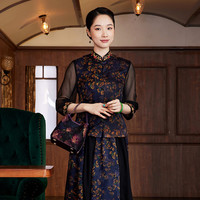玺玥中国风香云纱日常百搭碎花中式唐装上衣2024春夏复古女装 图片色 M