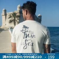 AKCLUB2024年夏季自由古巴系列印花短袖T恤男士老人与海主题2400226 米白 M