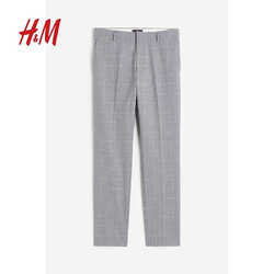 H&M 格雷系男装休闲裤直筒牛仔裤1074406 浅灰色/格纹 165/72