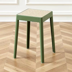 榴花姑娘 塑料凳子家用加厚可叠放高凳中古方凳现代简约餐桌椅子 DS154绿色