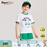 PawinPaw卡通小熊童装2024年夏季男女童撞色运动短袖套装休闲 Green绿色/40 120