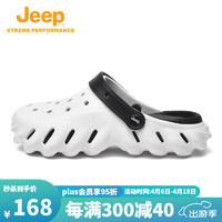Jeep 吉普 情侣款包头洞洞鞋2024新款夏季踩屎感外穿男女款沙滩鞋 白色 36-37
