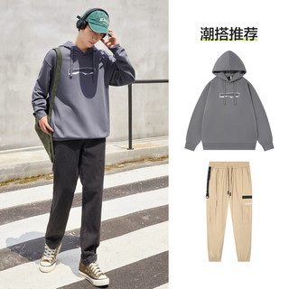 森马（Semir）【卫衣合辑】森马卫衣男慵懒风上衣基础百搭男生印花套头衫潮 中灰 165/84A/S