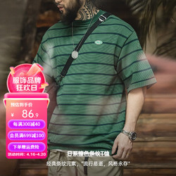 maden马登工装美式复古细条纹撞色圆领短袖t恤