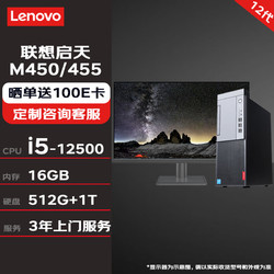 Lenovo 联想 台式机 启天M450/M455 商用台式机电脑(i5-12500/16G/512+1T)定制+27英寸